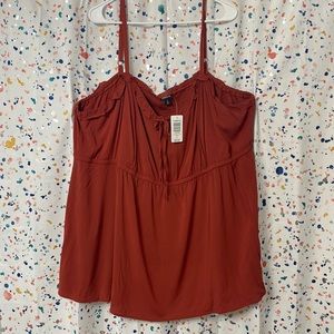 Torrid size 5 burnt orange babydoll style adjustable strap tank top with ruffle